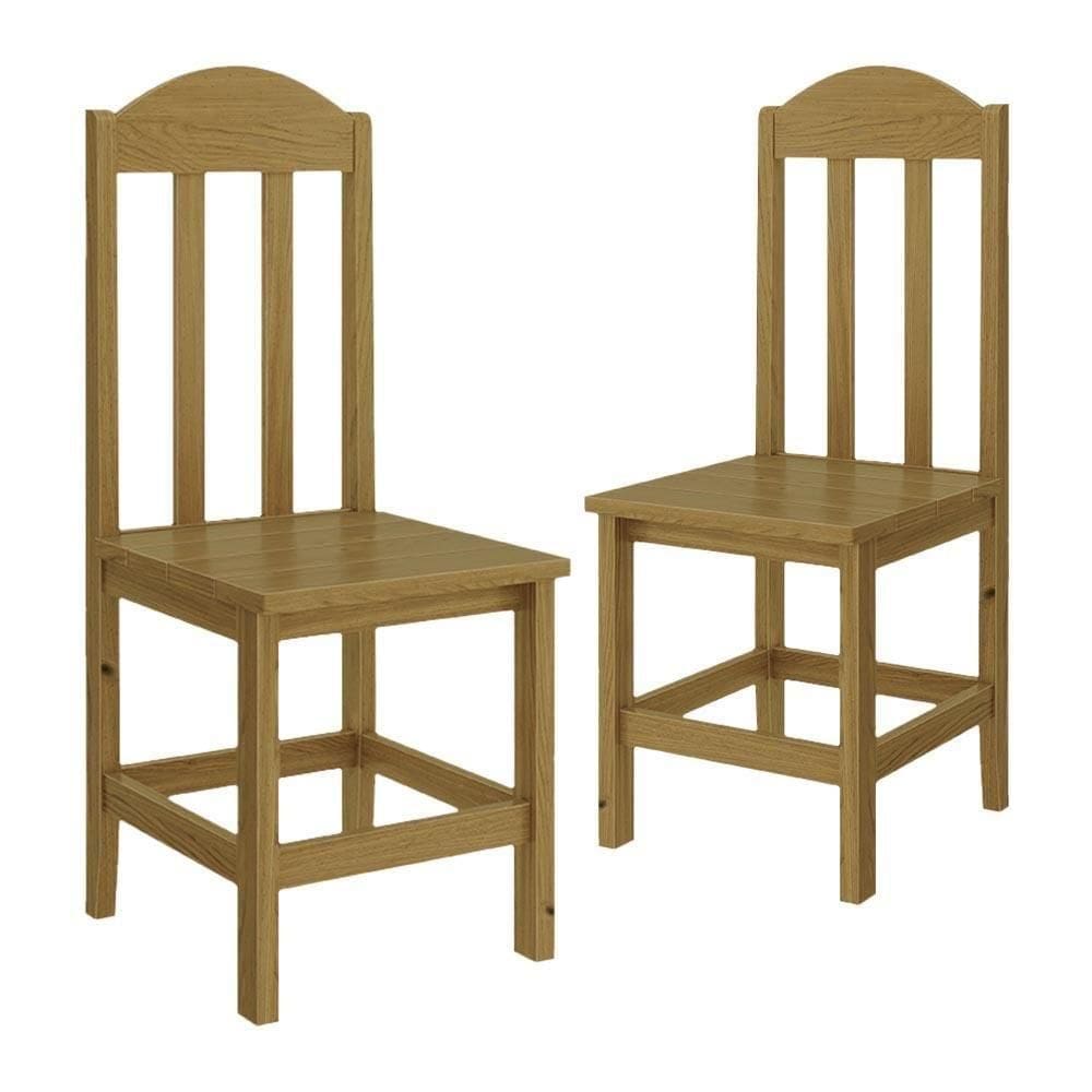 Conjunto 2 Cadeiras Madeira Maciça Suporta Até 120kg Nogueira Safira Shop Jm