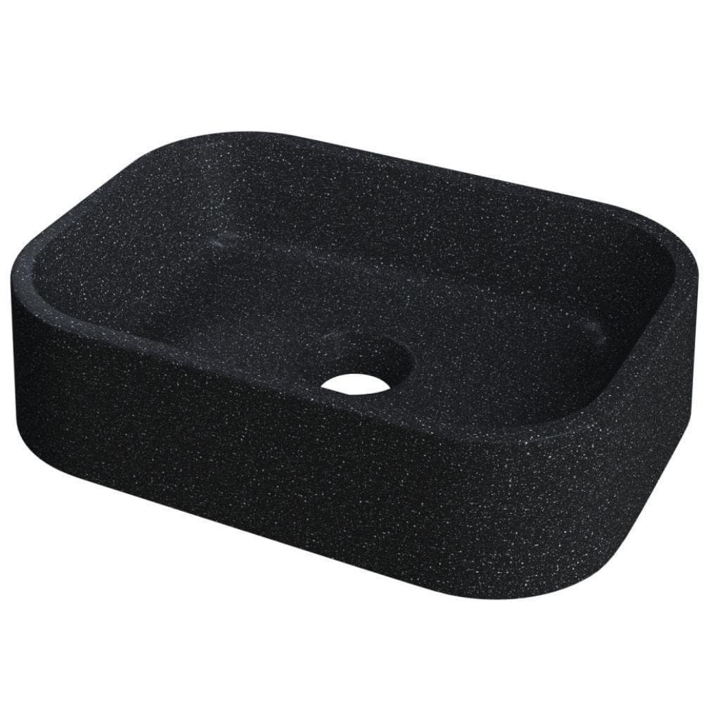 Cuba De Apoio Retangular Para Banheiro Lavabo C01 Br37w Preto Granit Matte - Lyam