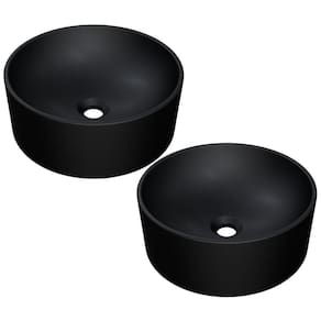 Kit 02 Cubas De Apoio Redonda Para Banheiro Lavabo C01 Bl34w Preto Matte Fosca - Lyam