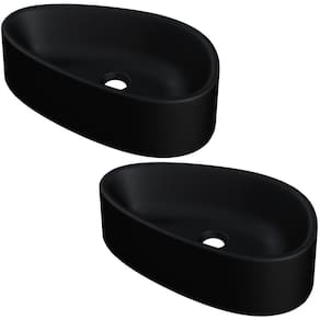 Kit 02 Cubas De Apoio Gota Para Banheiro Lavabo C01 Bg43w Preto Matte Fosca - Lyam