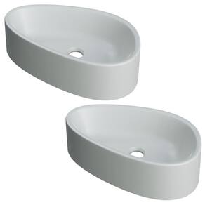Kit 02 Cubas De Apoio Gota Para Banheiro Lavabo C01 Bg43w Cinza Matte Fosca - Lyam