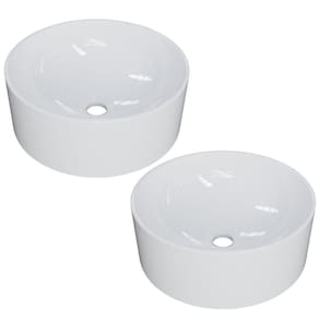 Kit 02 Cubas De Apoio Redonda Para Banheiro Lavabo C01 Bl34w Branco - Lyam