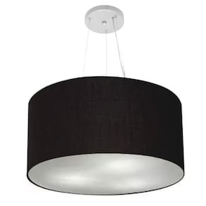 Lustre Pendente Cilíndrico Md-4191 Cúpula em Tecido 55x25cm Preto - Bivolt