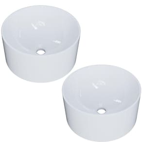 Kit 02 Cubas De Apoio Redonda Para Banheiro Lavabo C01 Bl30w Branco - Lyam