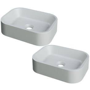 Kit 02 Cubas De Apoio Retangular Para Banheiro Lavabo C01 Br37w Cinza Matte Fosca - Lyam