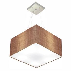 Lustre Pendente Quadrado Md-4195 Cúpula em Tecido 25/40x40cm Palha - Bivolt