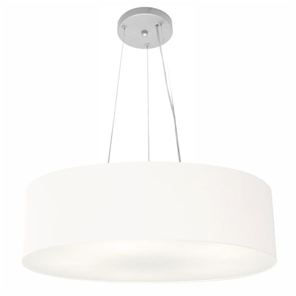 Lustre Pendente Cilíndrico Md-4193 Cúpula em Tecido 70x15cm Branco - Bivolt