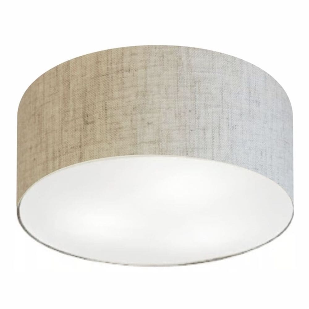 Plafon Cilíndrico Md-3058 Cúpula em Tecido 55x25cm Rustico Bege - Bivolt