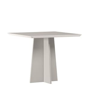Mesa Jantar Quadrada 90 x 90 Com Vidro 3mm Julia Sem Cadeiras - Off White - ÉdeCasaMóveis