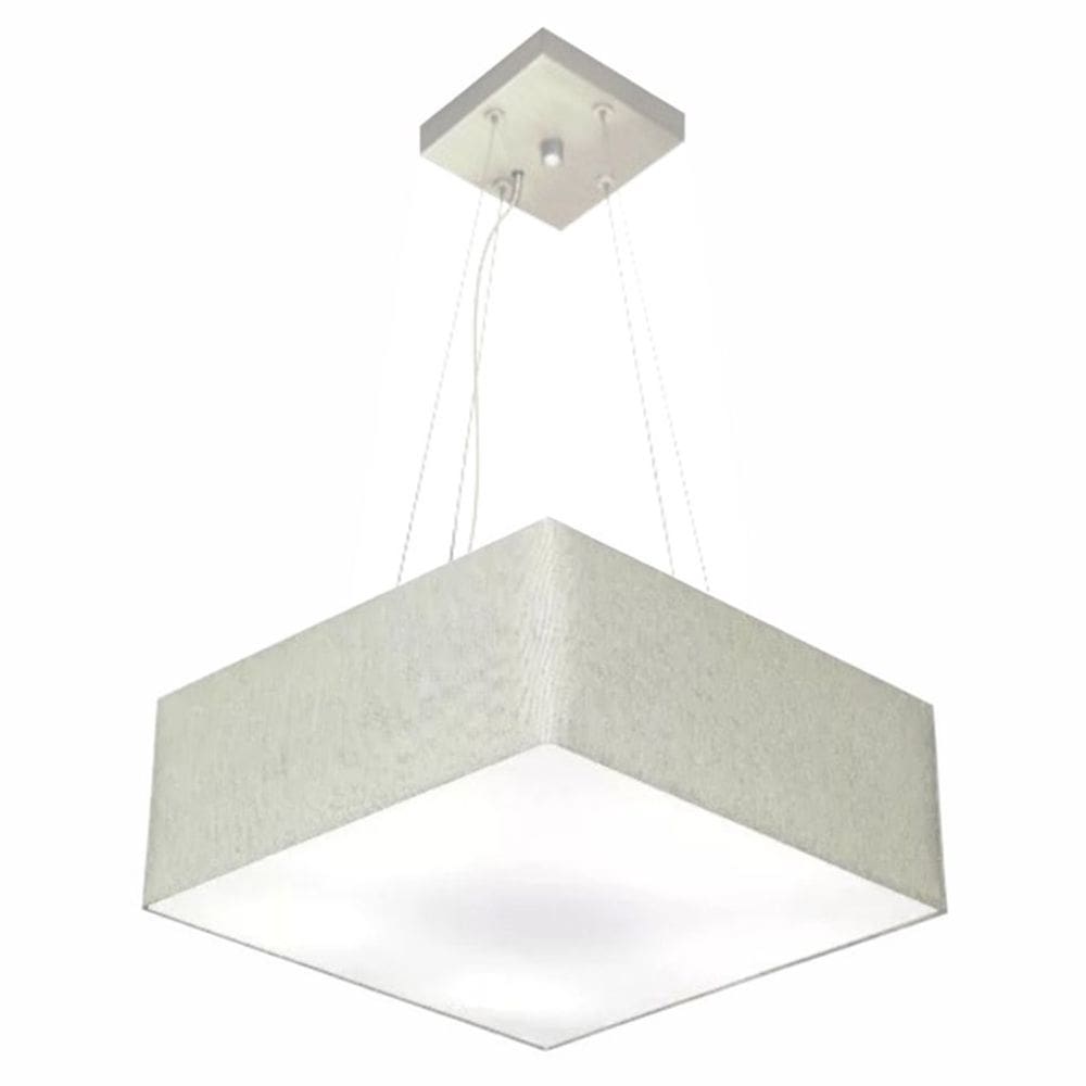 Lustre Pendente Quadrado Md-4194 Cúpula em Tecido 12/40x40cm Rustico Cinza - Bivolt