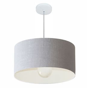 Lustre Pendente Cilíndrico Md-4206 Cúpula em Tecido 50x25cm Rustico Cinza - Bivolt