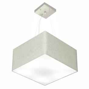 Lustre Pendente Quadrado Md-4197 Cúpula em Tecido 25/45x45cm Rustico Cinza - Bivolt