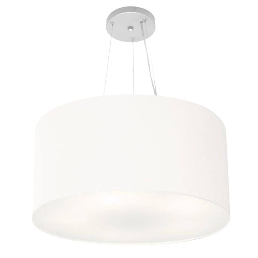 Lustre Pendente Cilíndrico Md-4191 Cúpula em Tecido 55x25cm Branco - Bivolt