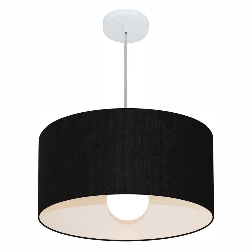 Lustre Pendente Cilíndrico Md-4206 Cúpula em Tecido 50x25cm Preto - Bivolt