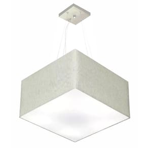 Lustre Pendente Quadrado Md-4199 Cúpula em Tecido 30/60x60cm Rustico Cinza - Bivolt