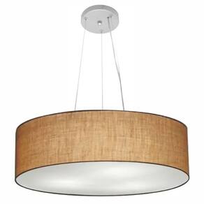 Lustre Pendente Cilíndrico Md-4190 Cúpula em Tecido 55x15cm Palha - Bivolt