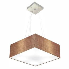 Lustre Pendente Quadrado Md-4194 Cúpula em Tecido 12/40x40cm Palha - Bivolt