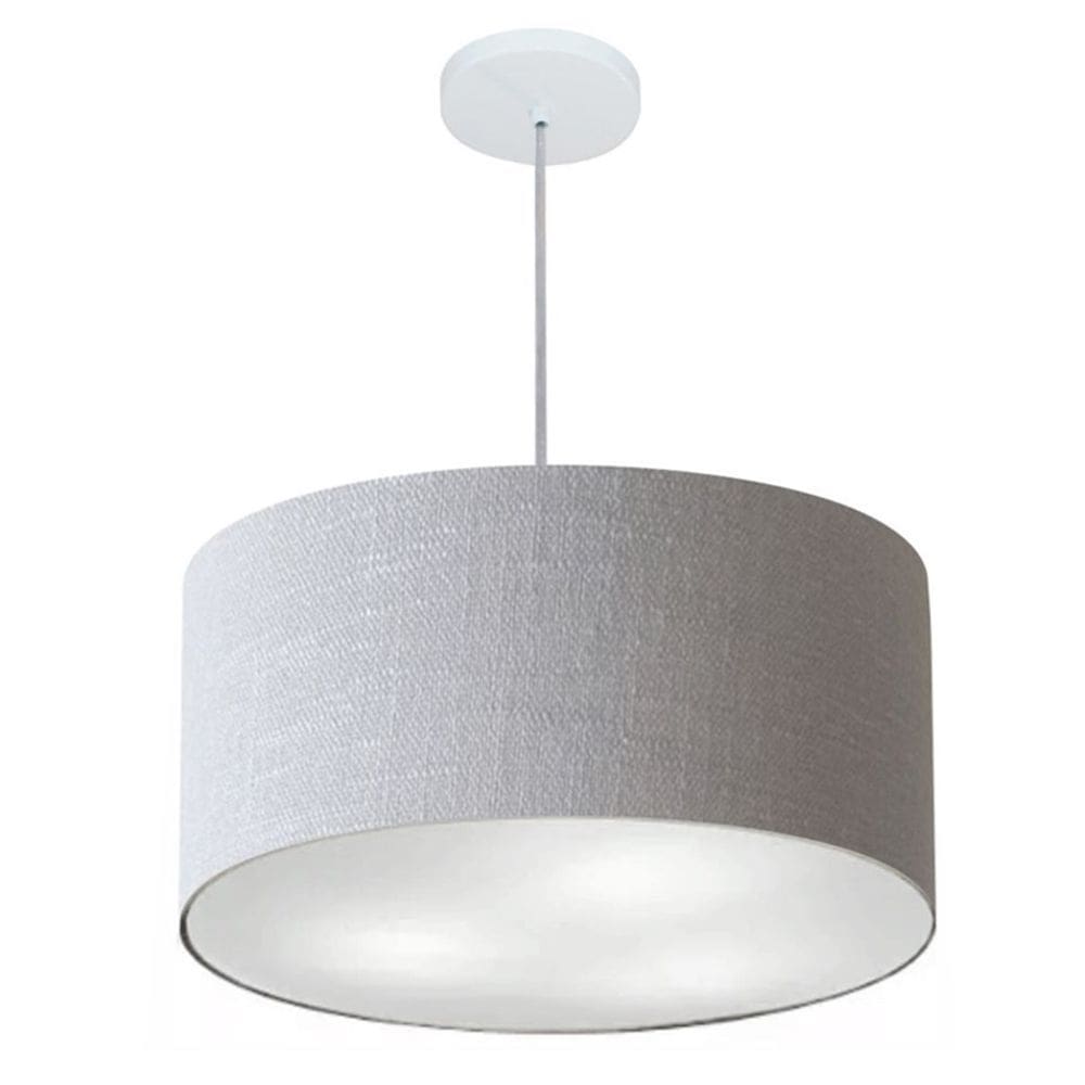 Lustre Pendente Cilíndrico Md-4242 Cúpula em Tecido 45x25cm Rustico Cinza - Bivolt