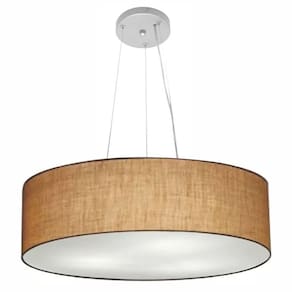 Lustre Pendente Cilíndrico Md-4193 Cúpula em Tecido 70x15cm Palha - Bivolt