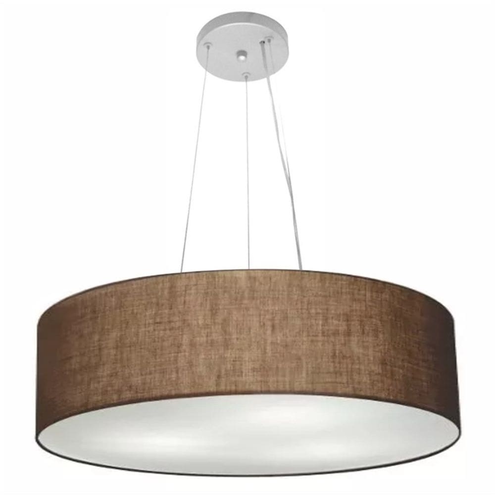 Lustre Pendente Cilíndrico Md-4193 Cúpula em Tecido 70x15cm Café - Bivolt