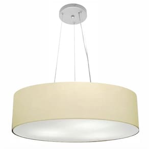 Lustre Pendente Cilíndrico Md-4190 Cúpula em Tecido 55x15cm Algodão Crú - Bivolt