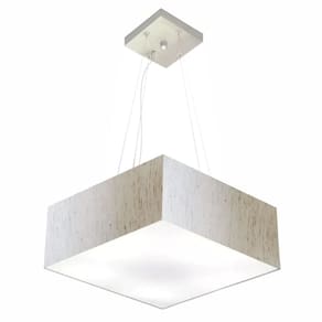 Lustre Pendente Quadrado Md-4194 Cúpula em Tecido 12/40x40cm Linho Bege - Bivolt