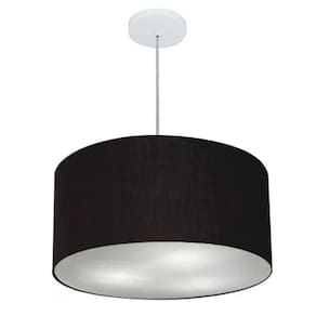Lustre Pendente Cilíndrico Md-4242 Cúpula em Tecido 45x25cm Preto - Bivolt