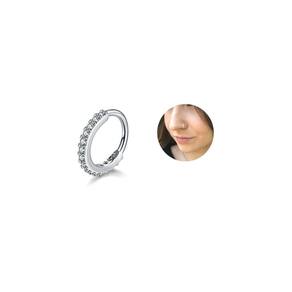Piercing Cartilagem Nariz Argola Prateado 8Mm Pedra Zirconia
