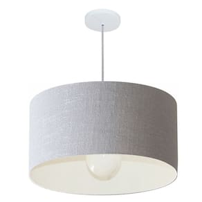 Lustre Pendente Cilíndrico Md-4208 Cúpula em Tecido 55x30cm Rustico Cinza - Bivolt