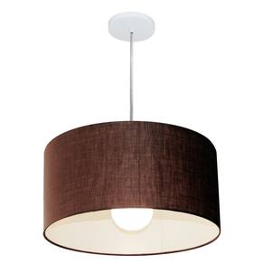 Lustre Pendente Cilíndrico Md-4203 Cúpula em Tecido 45x21cm Café - Bivolt