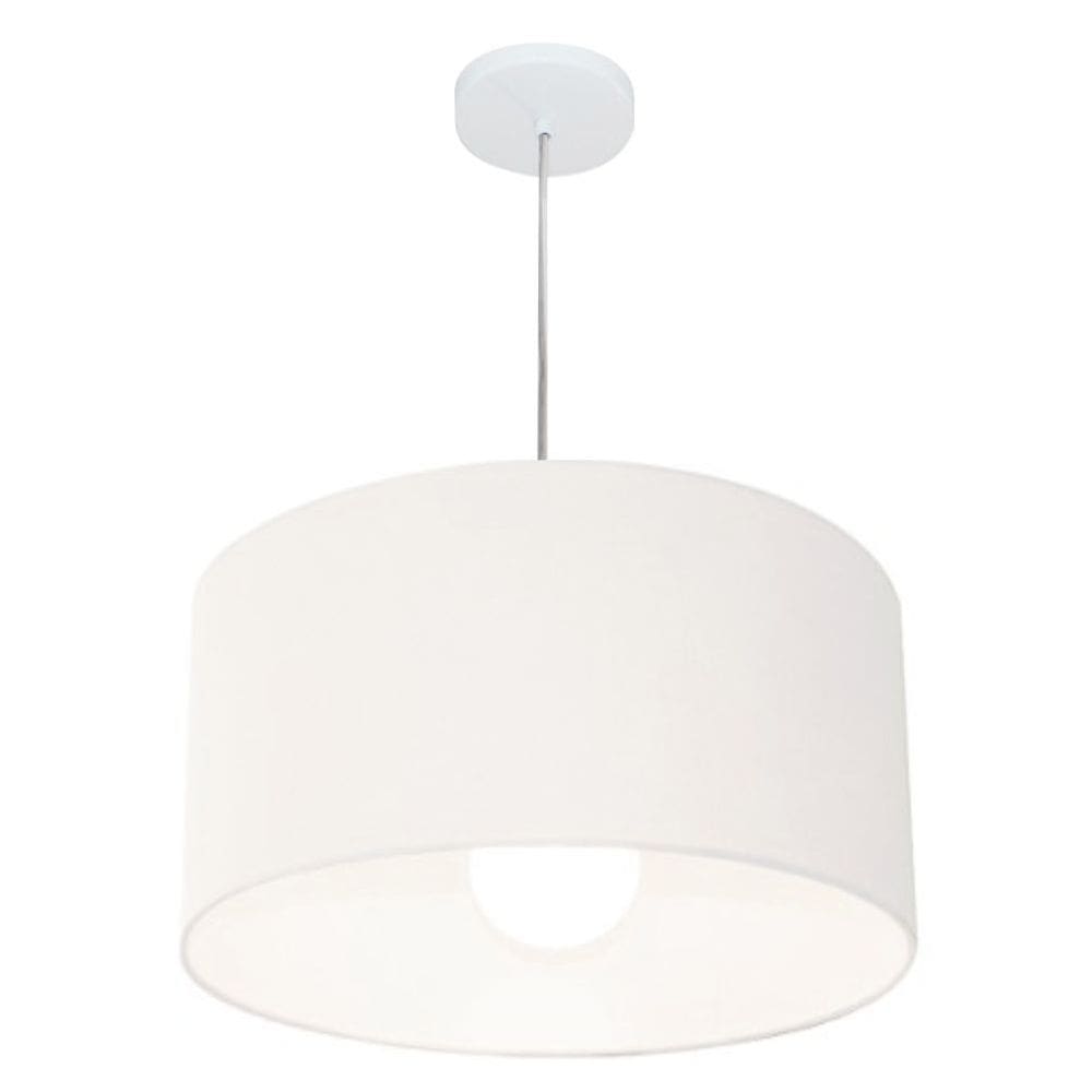 Lustre Pendente Cilíndrico Md-4205 Cúpula em Tecido 45x30cm Branco - Bivolt