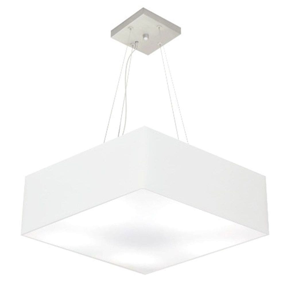 Lustre Pendente Quadrado Md-4198 Cúpula em Tecido 15/60x60cm Branco - Bivolt