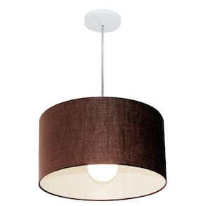 Lustre Pendente Cilíndrico Md-4202 Cúpula em Tecido 40x25cm Café - Bivolt