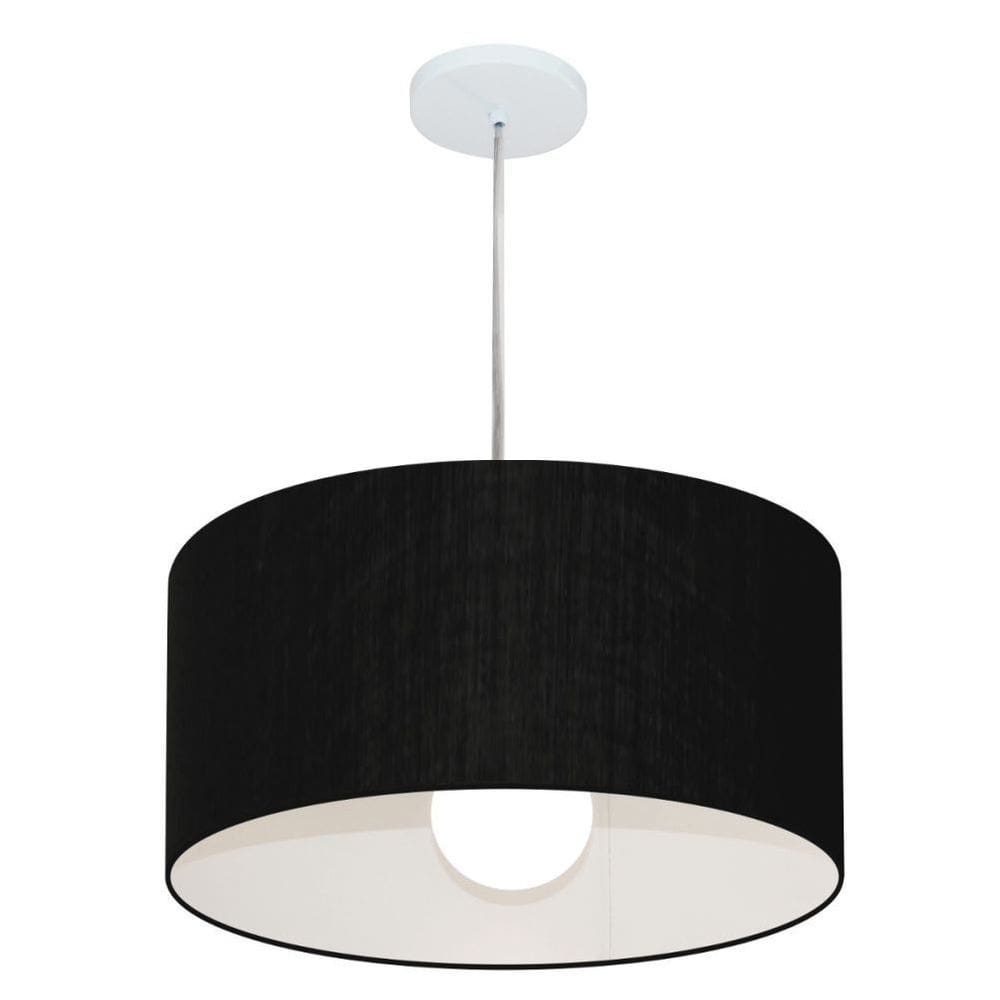 Lustre Pendente Cilíndrico Md-4204 Cúpula em Tecido 45x25cm Preto - Bivolt