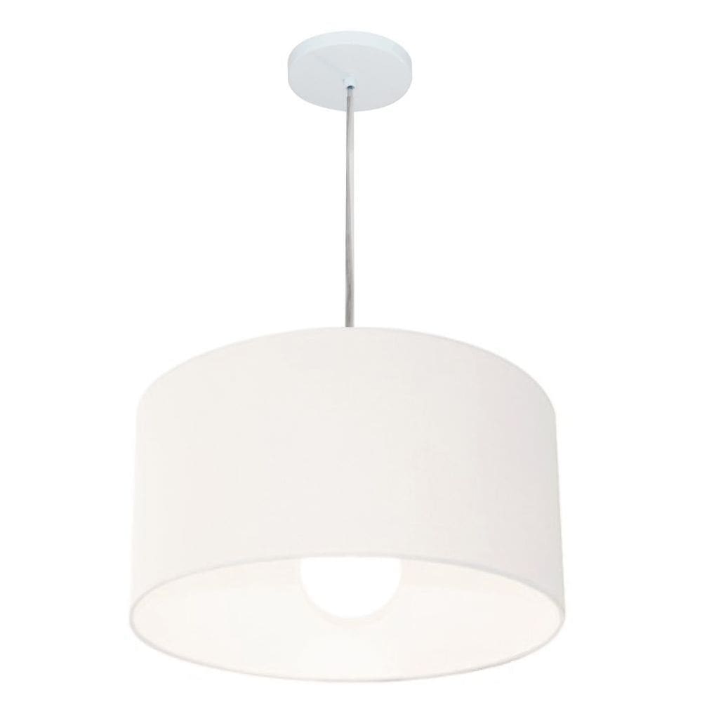 Lustre Pendente Cilíndrico Md-4202 Cúpula em Tecido 40x25cm Branco - Bivolt