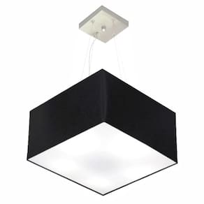 Lustre Pendente Quadrado Md-4197 Cúpula em Tecido 25/45x45cm Preto - Bivolt