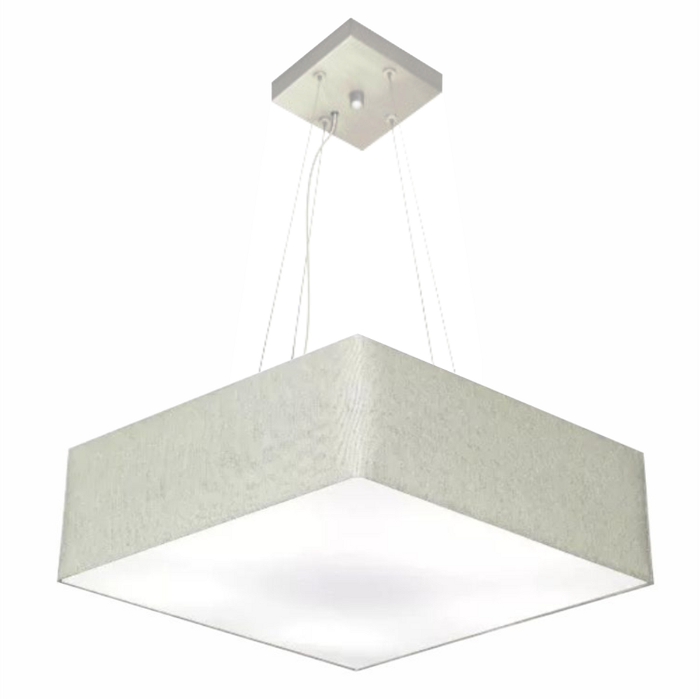 Lustre Pendente Quadrado Md-4032 Cúpula em Tecido 15/50x50cm Rustico Cinza - Bivolt