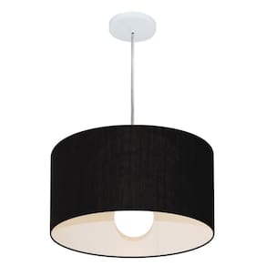 Lustre Pendente Cilíndrico Md-4202 Cúpula em Tecido 40x25cm Preto - Bivolt