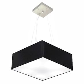 Lustre Pendente Quadrado Md-4196 Cúpula em Tecido 15/45x45cm Preto - Bivolt