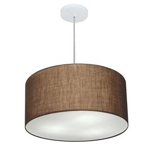 Lustre Pendente Cilíndrico Md-4243 Cúpula em Tecido 45x25cm Café - Bivolt
