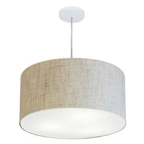 Lustre Pendente Cilíndrico Md-4220 Cúpula em Tecido 55x30cm Rustico Bege - Bivolt