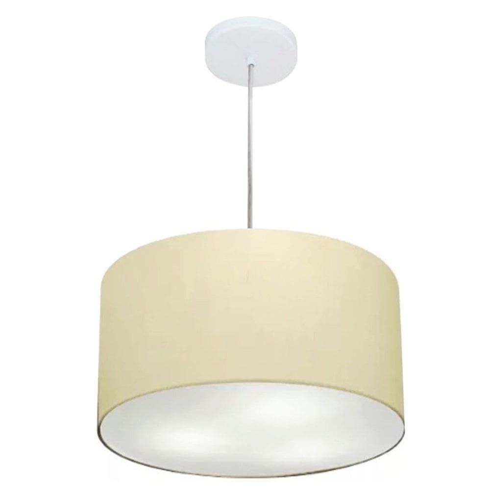 Lustre Pendente Cilíndrico Md-4244 Cúpula em Tecido 40x25cm Algodão Crú - Bivolt