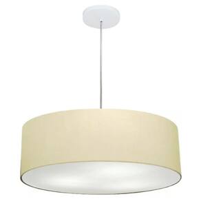 Lustre Pendente Cilíndrico Md-4218 Cúpula em Tecido 55x15cm Algodão Crú - Bivolt