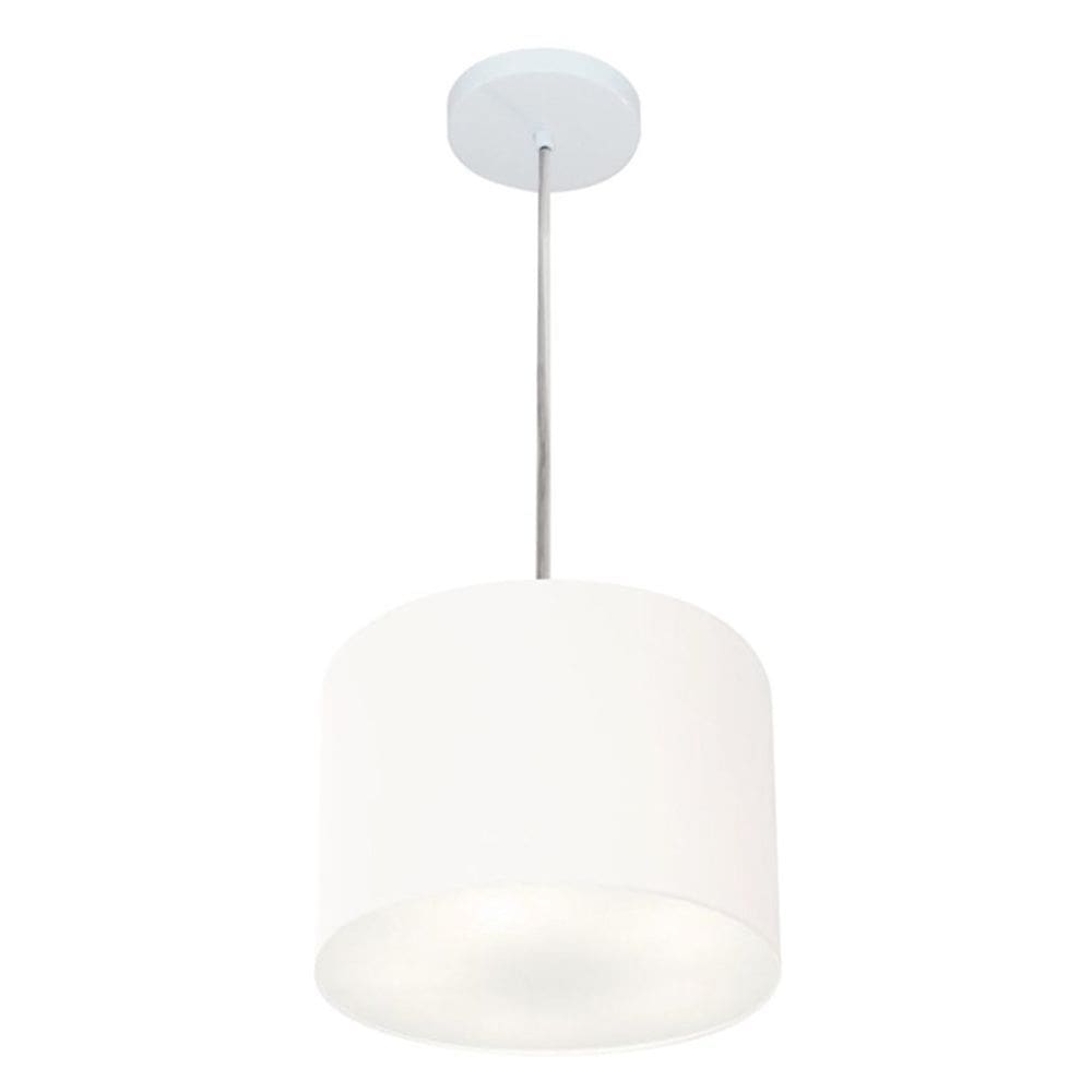 Lustre Pendente Cilíndrico Md-4209 Cúpula em Tecido 25x25cm Branco - Bivolt