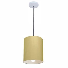 Lustre Pendente Cilíndrico Md-4200 Cúpula em Tecido 14x15cm Algodão Crú - Bivolt