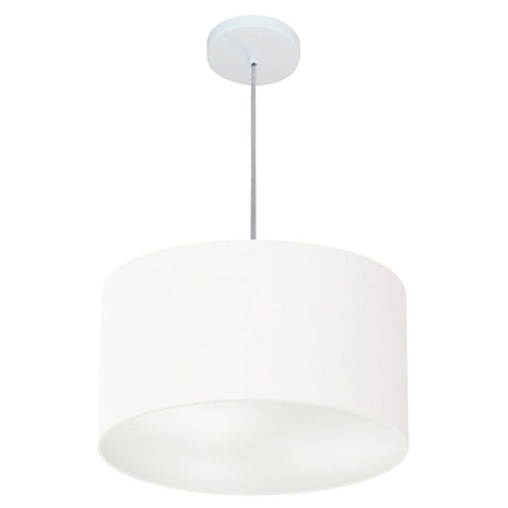 Lustre Pendente Cilíndrico Md-4244 Cúpula em Tecido 40x25cm Branco - Bivolt