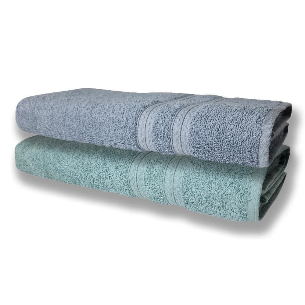 2 Toalhas Super Felpudas Grande E Grossa Algodão 80x150 Azul+verde Claro