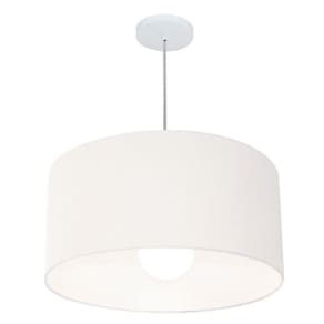 Lustre Pendente Cilíndrico Md-4207 Cúpula em Tecido 55x25cm Branco - Bivolt