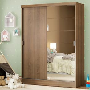 Guarda roupa Infantil Madesa 2 Portas Correr Espelho Rustic