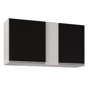 Armário Aéreo 100cm 2 Portas Indiana Branco preto